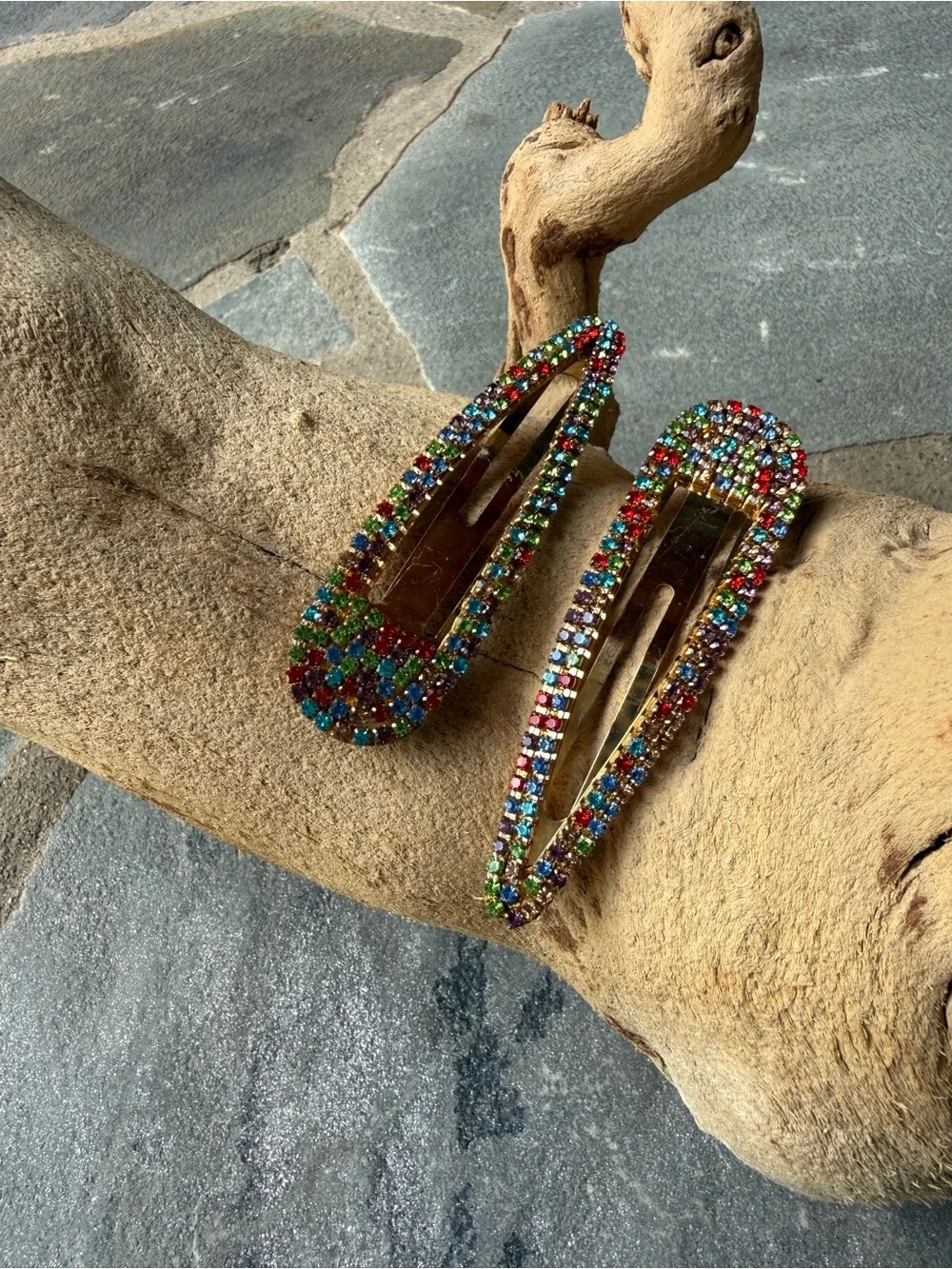 New🌟Free People-Multicolor Crystal Snap Hair Clips - Set of 2